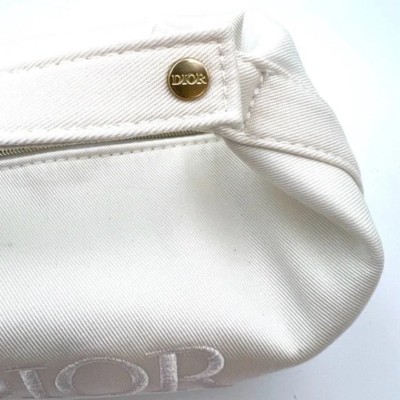 Christian Dior White Cosmetic Bag w/ Top Handle- Box Included NIB - Picture 7 of 8